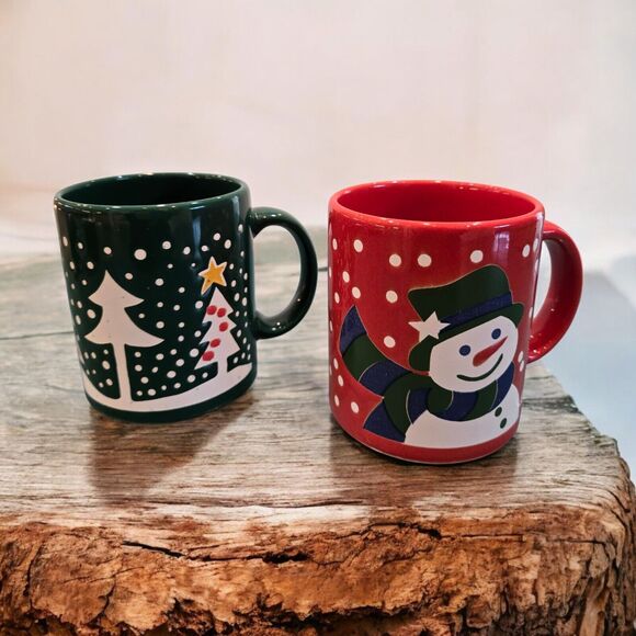 Rare Ornamental Tree Gold Star Waechtersbach Spain GRN Mug & Holiday Red Snowman - Picture 2 of 10
